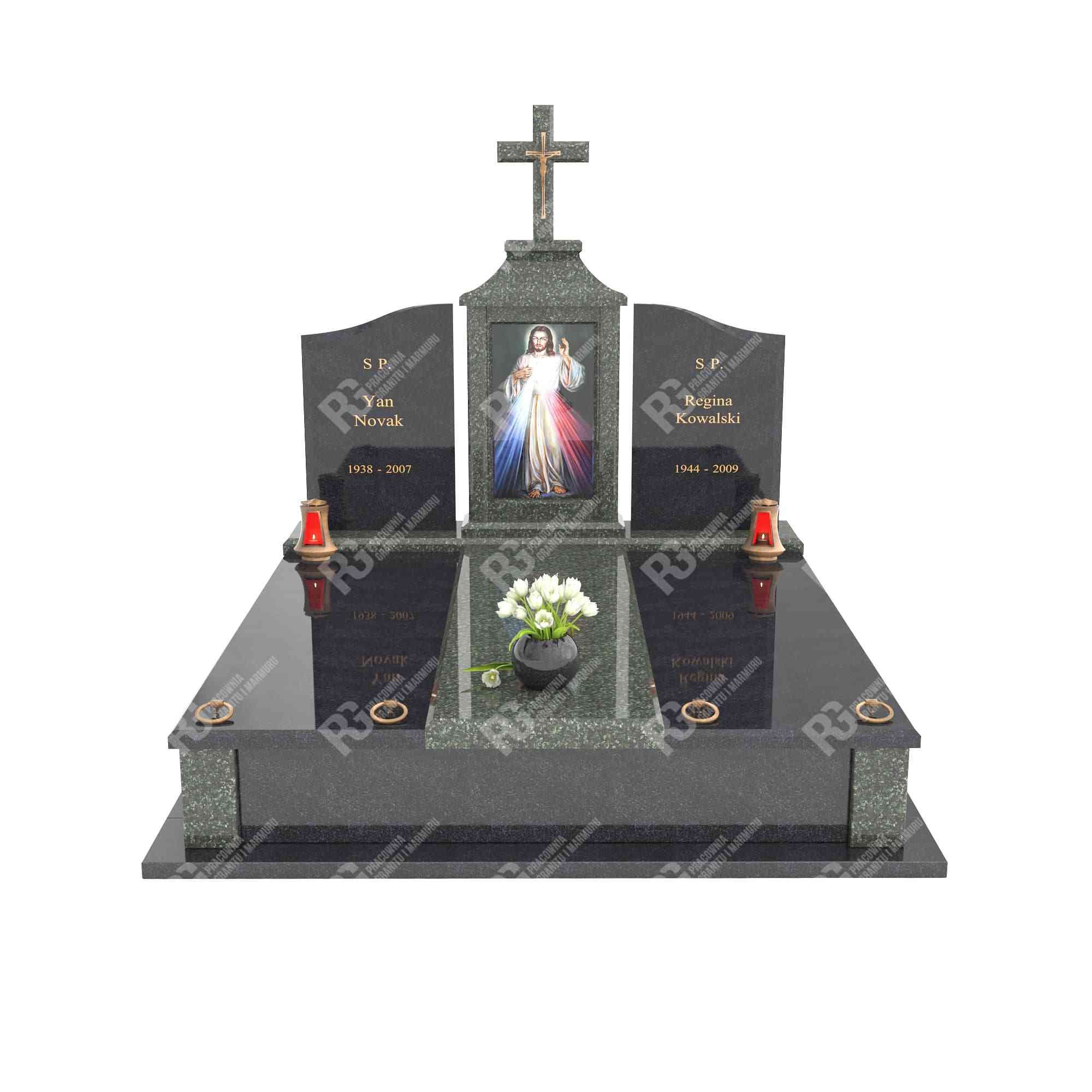 Doppelgrabstein mit Glasmalerei Jesu KD 19+360 – photo №12