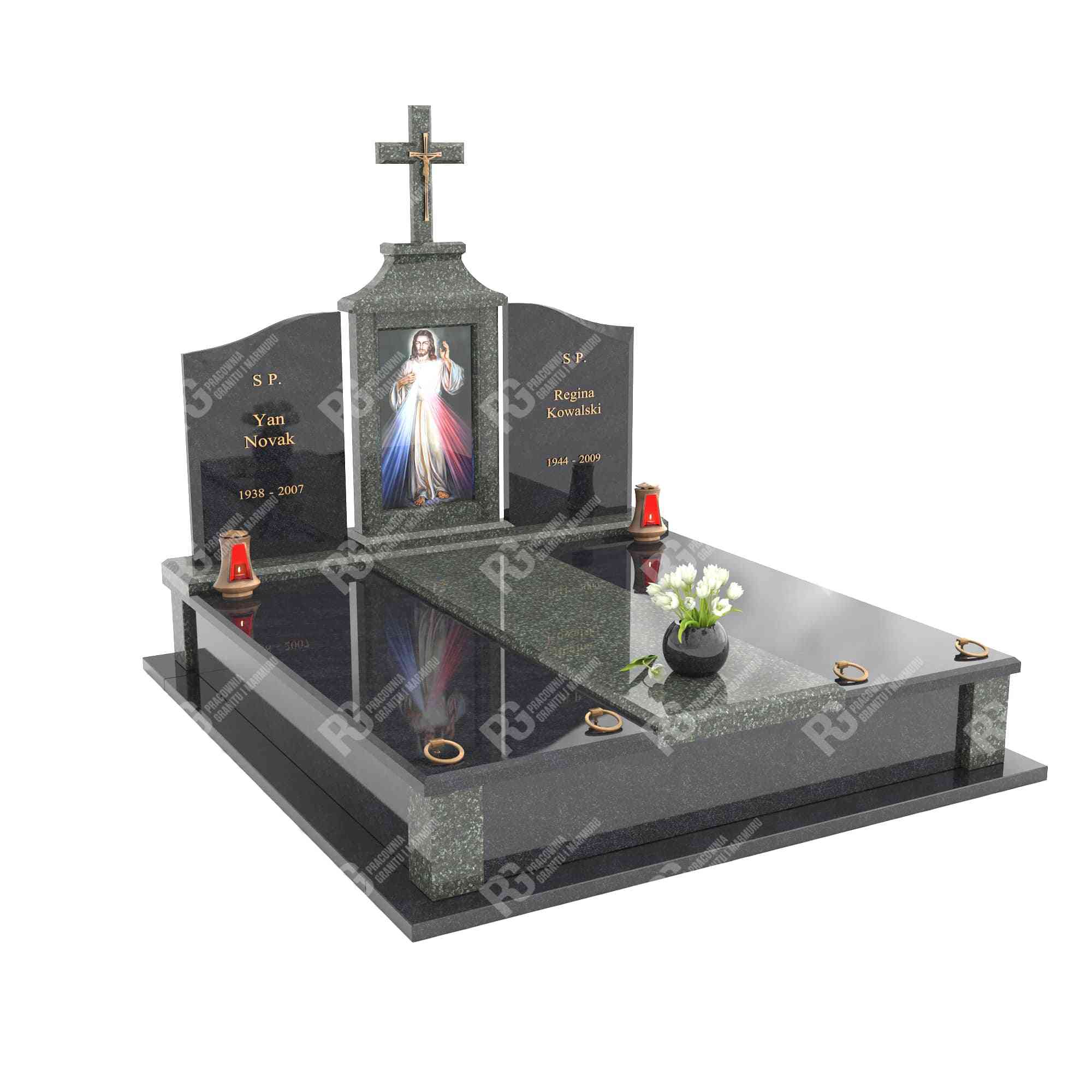 Doppelgrabstein mit Glasmalerei Jesu KD 19+360 – photo №1