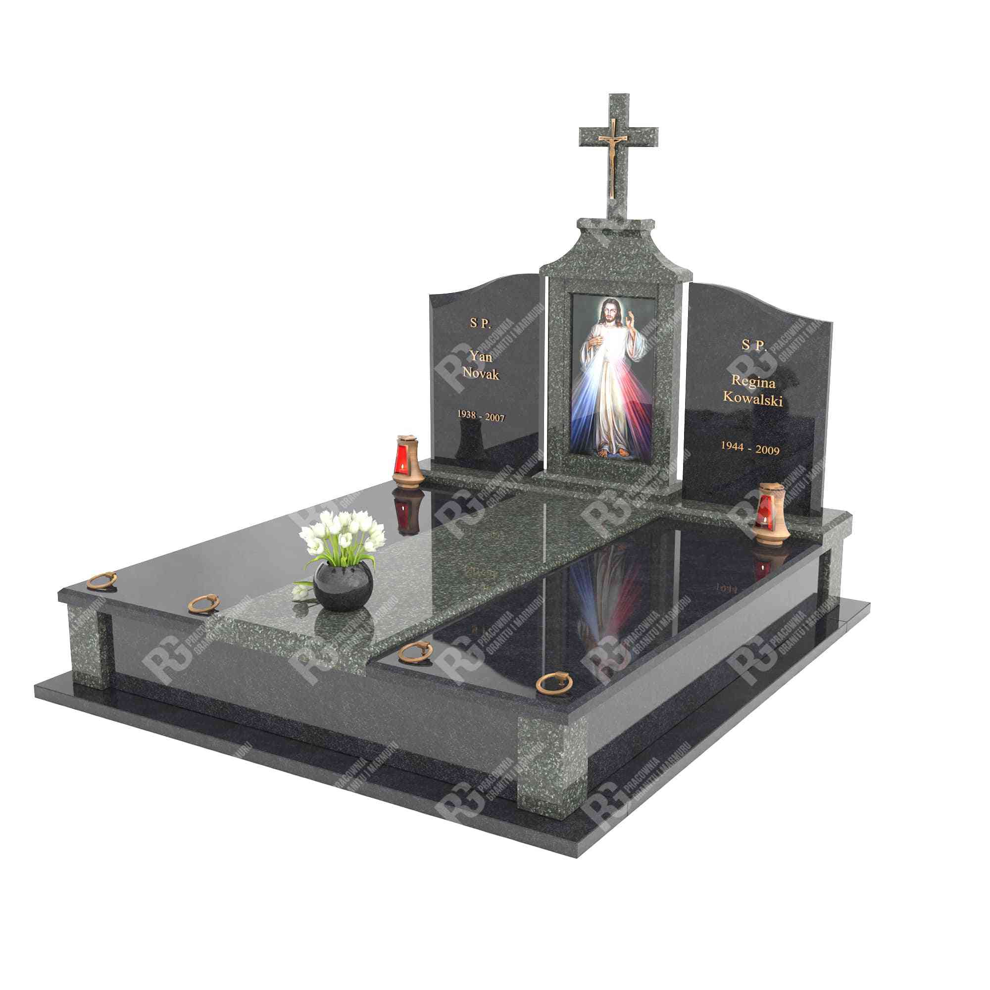 Doppelgrabstein mit Glasmalerei Jesu KD 19+360 – photo №11