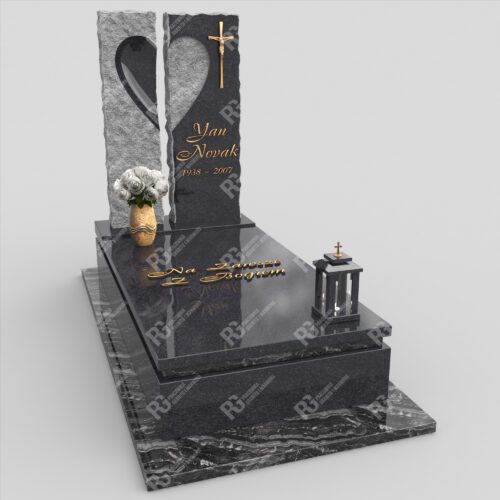 Einzelgrabstein mit Skulptur in Herzform K 3