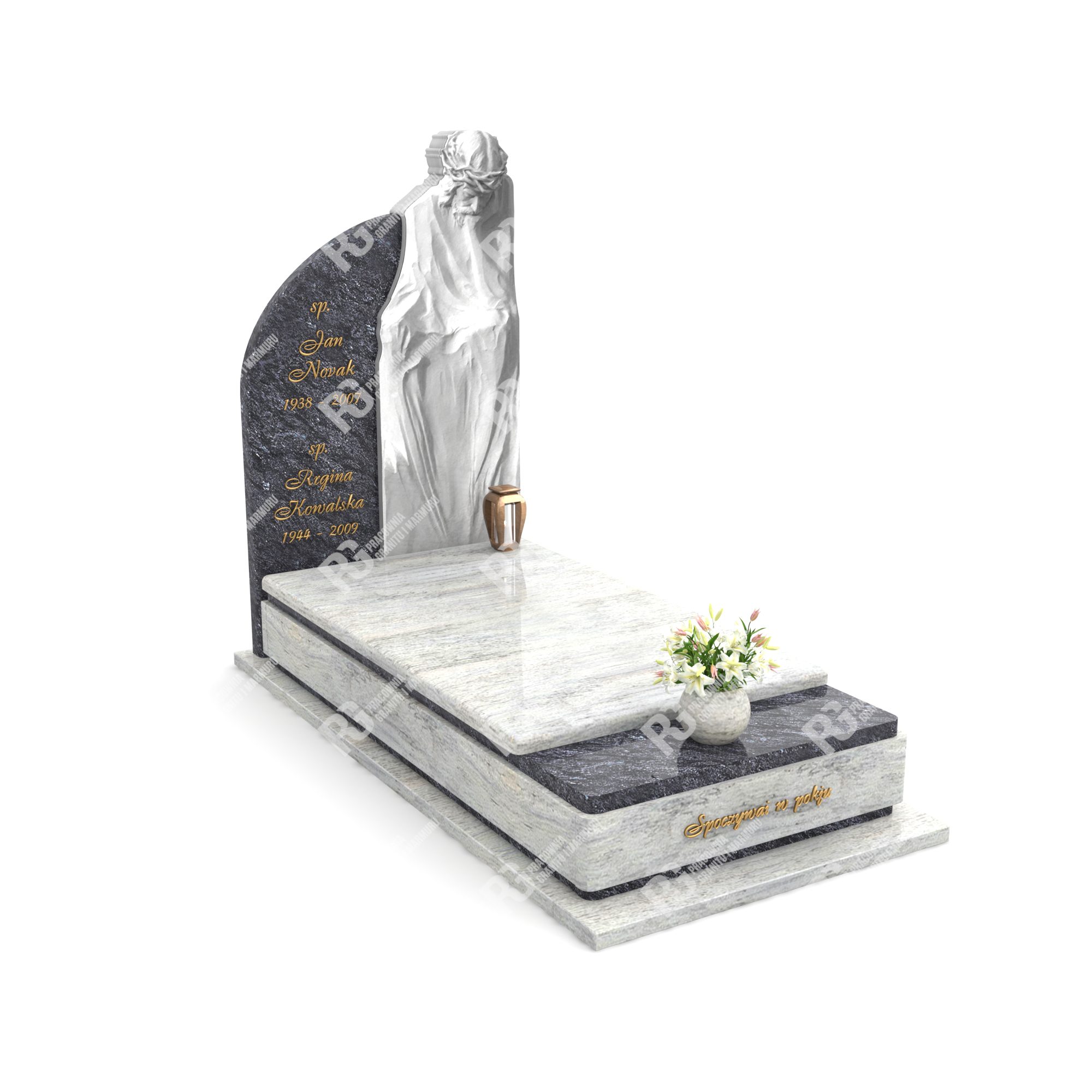 Moderner Einzelgrabstein mit Skulptur CK 19+360 – photo №12