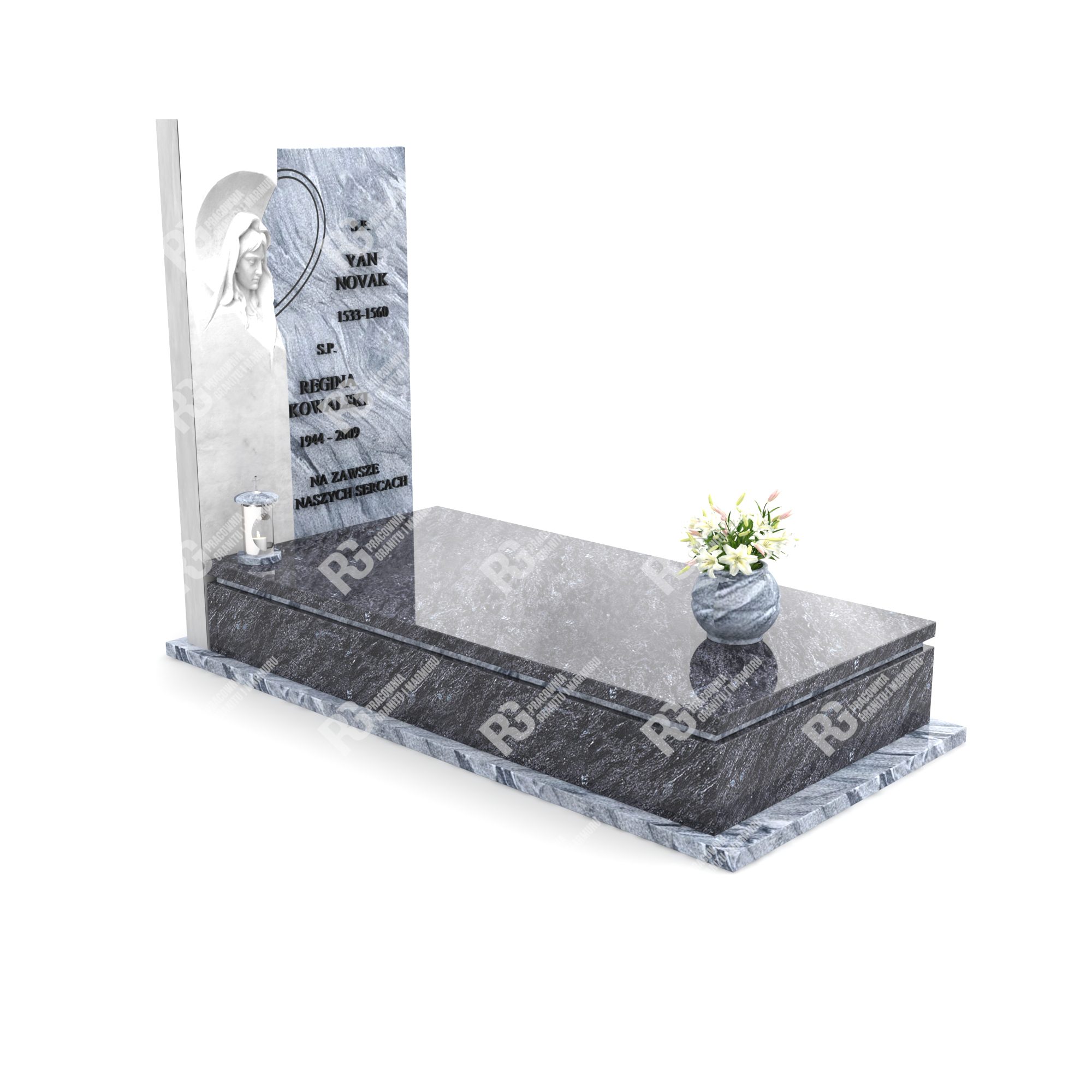 Einzelgrabstein mit Skulptur der Mutter Gottes aus Marmor CK 16+360 – photo №12