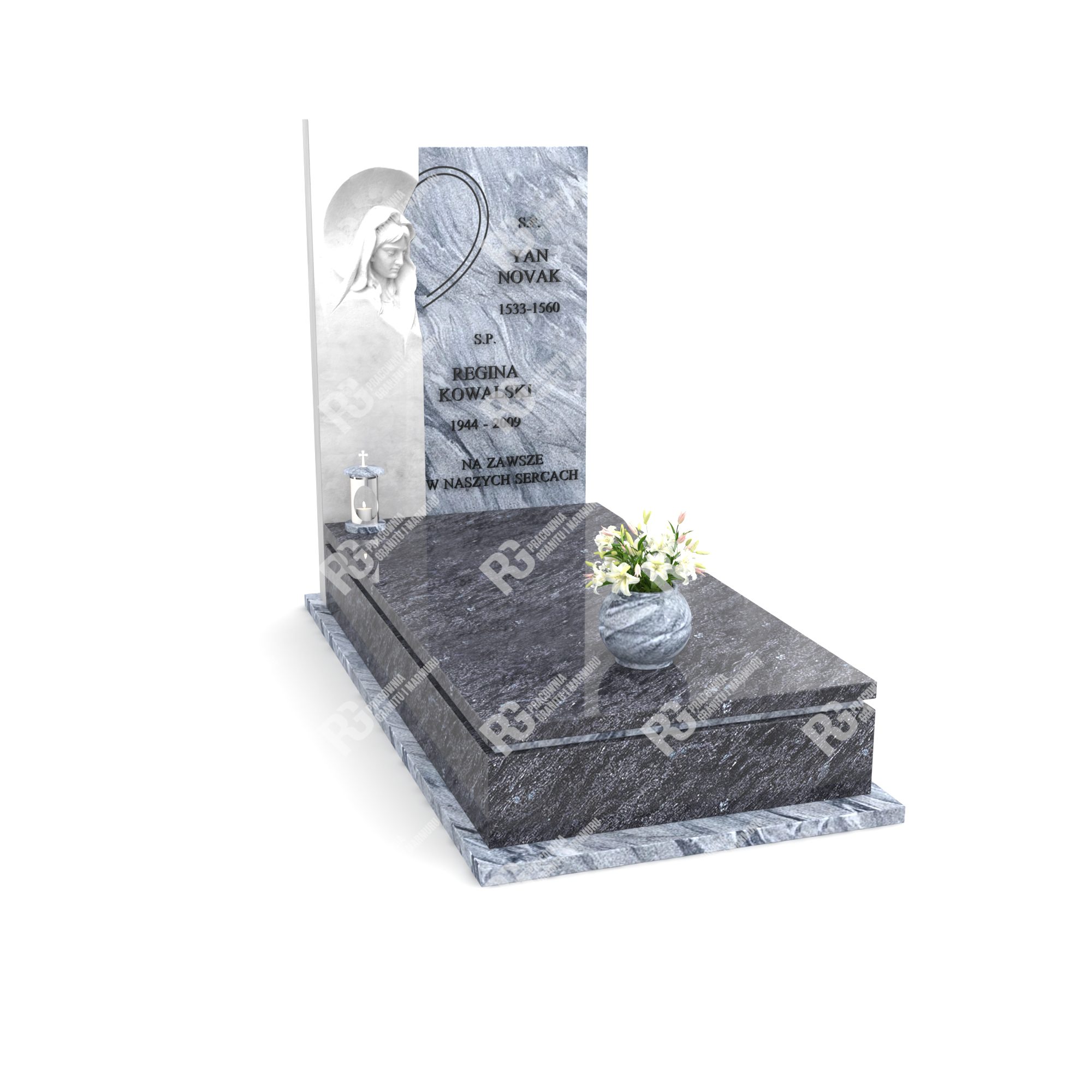 Einzelgrabstein mit Skulptur der Mutter Gottes aus Marmor CK 16+360 – photo №11