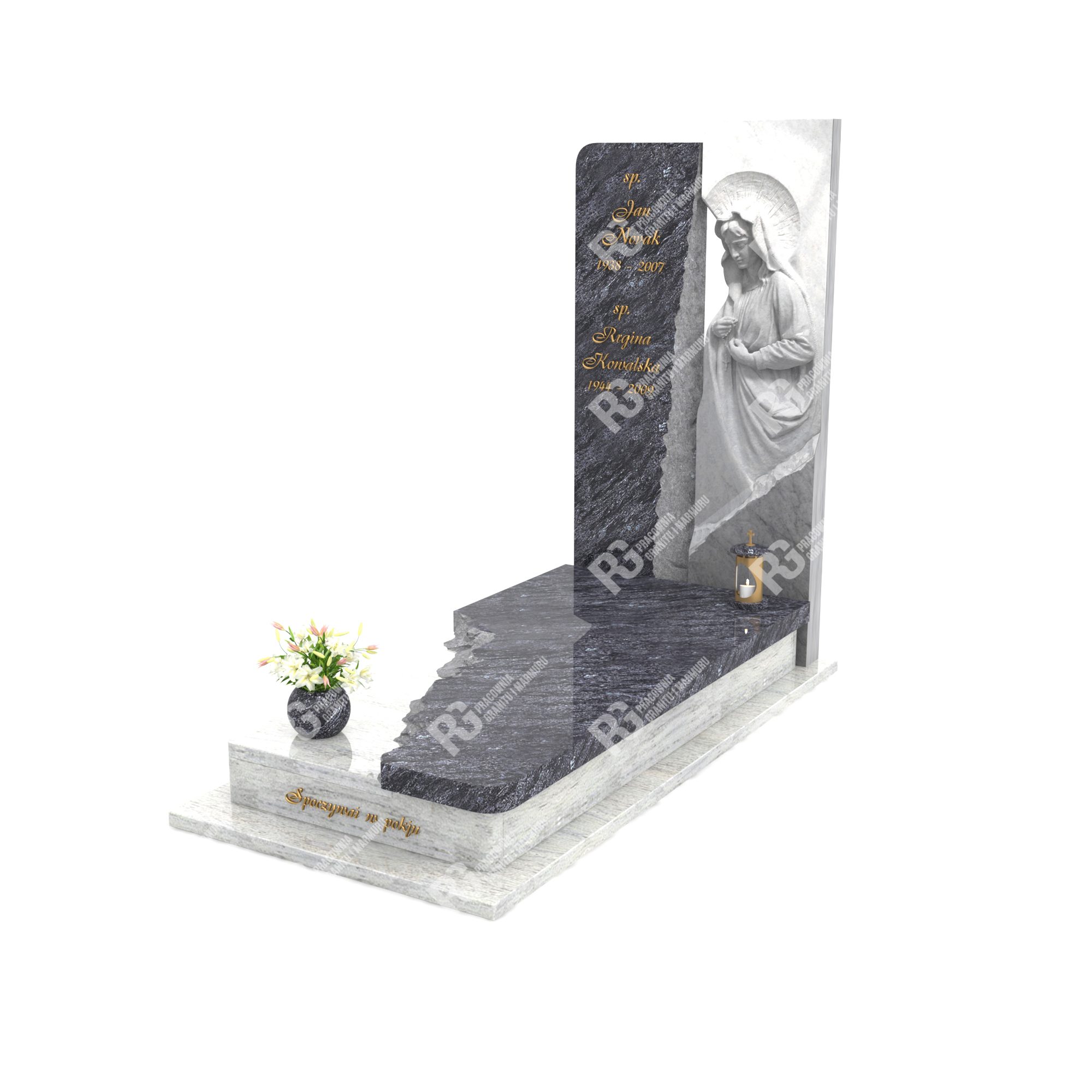 Einzelgrabstein mit Skulptur der Muttergottes aus Marmor CK 26+360 – photo №9