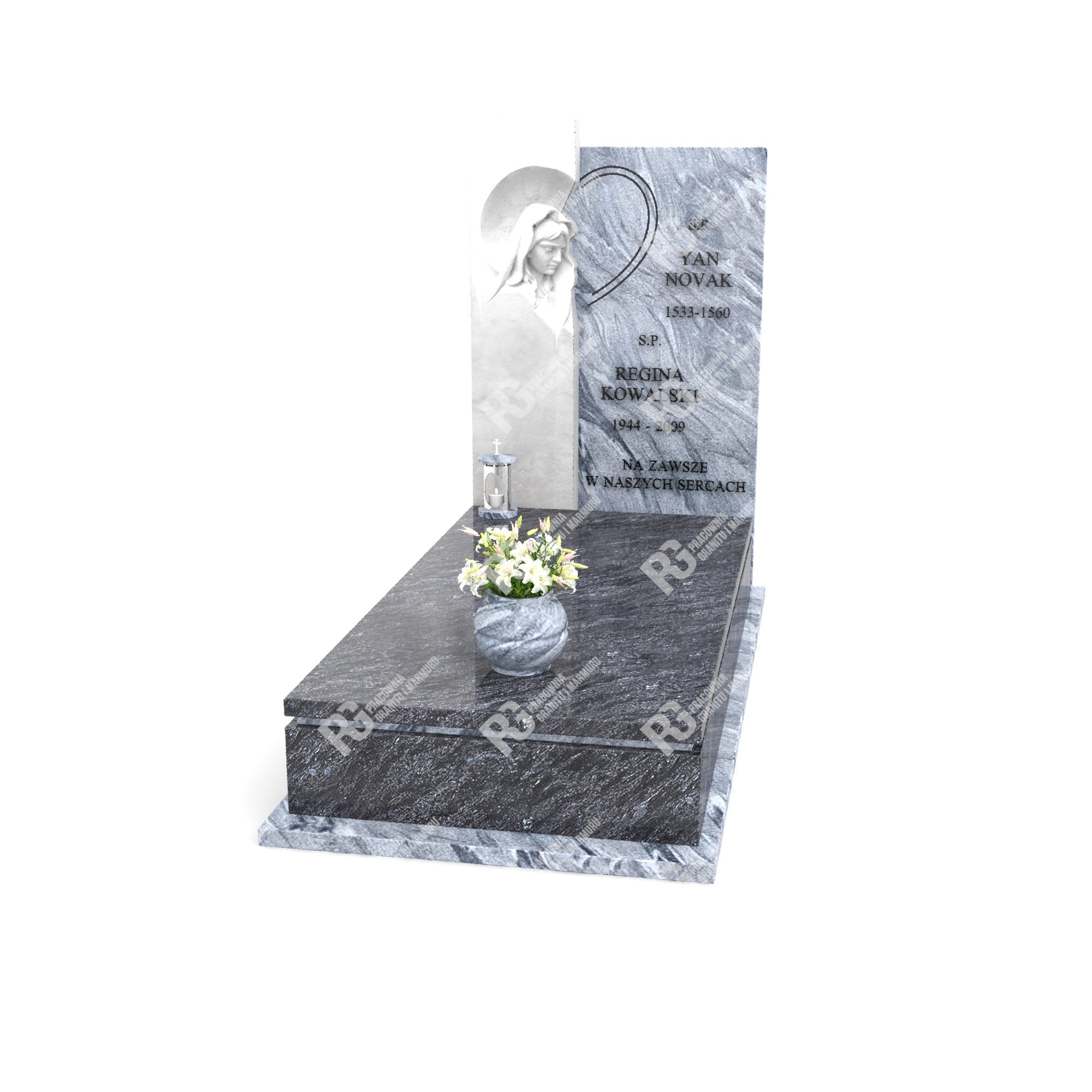 Einzelgrabstein mit Skulptur der Mutter Gottes aus Marmor CK 16+360 – photo №10