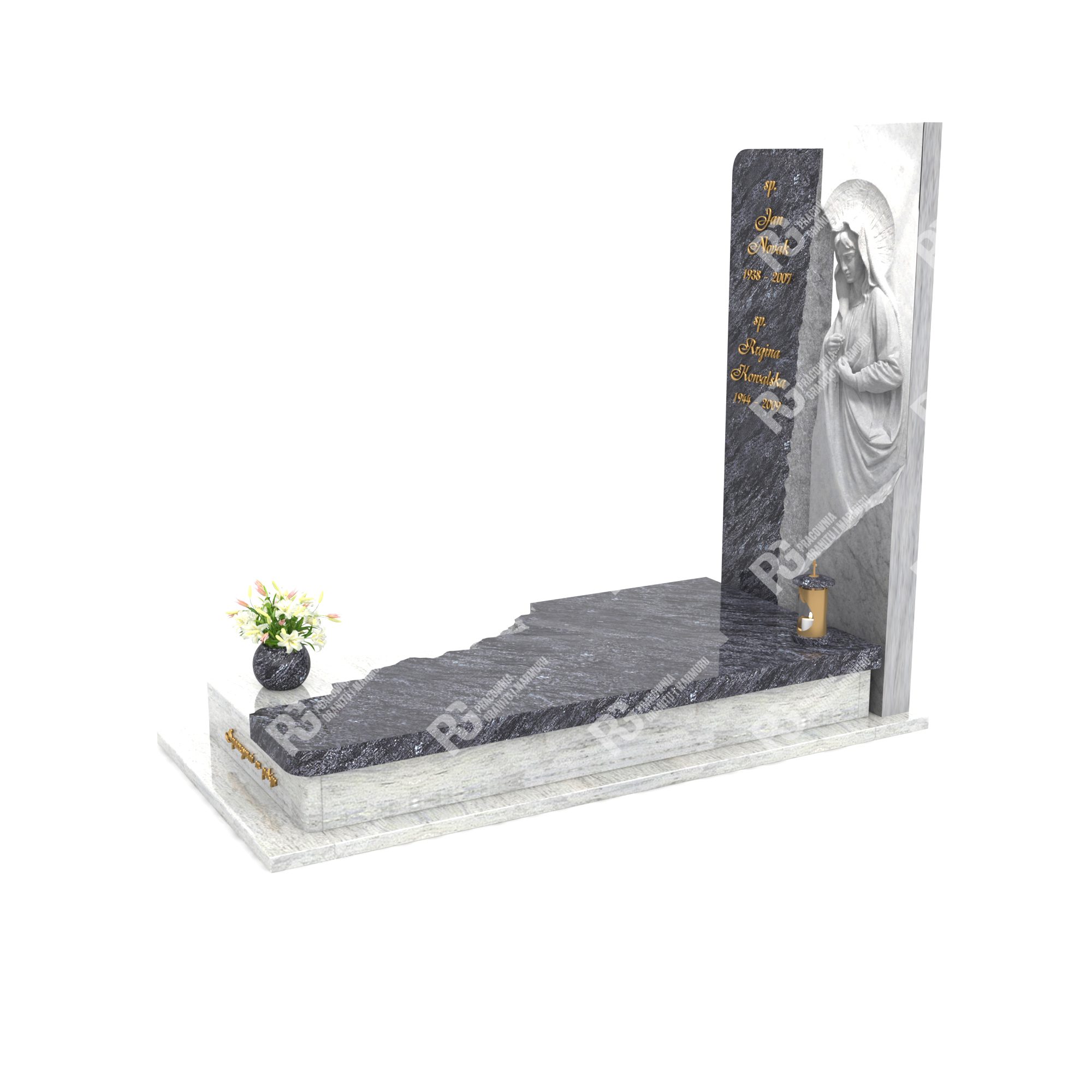 Einzelgrabstein mit Skulptur der Muttergottes aus Marmor CK 26+360 – photo №8