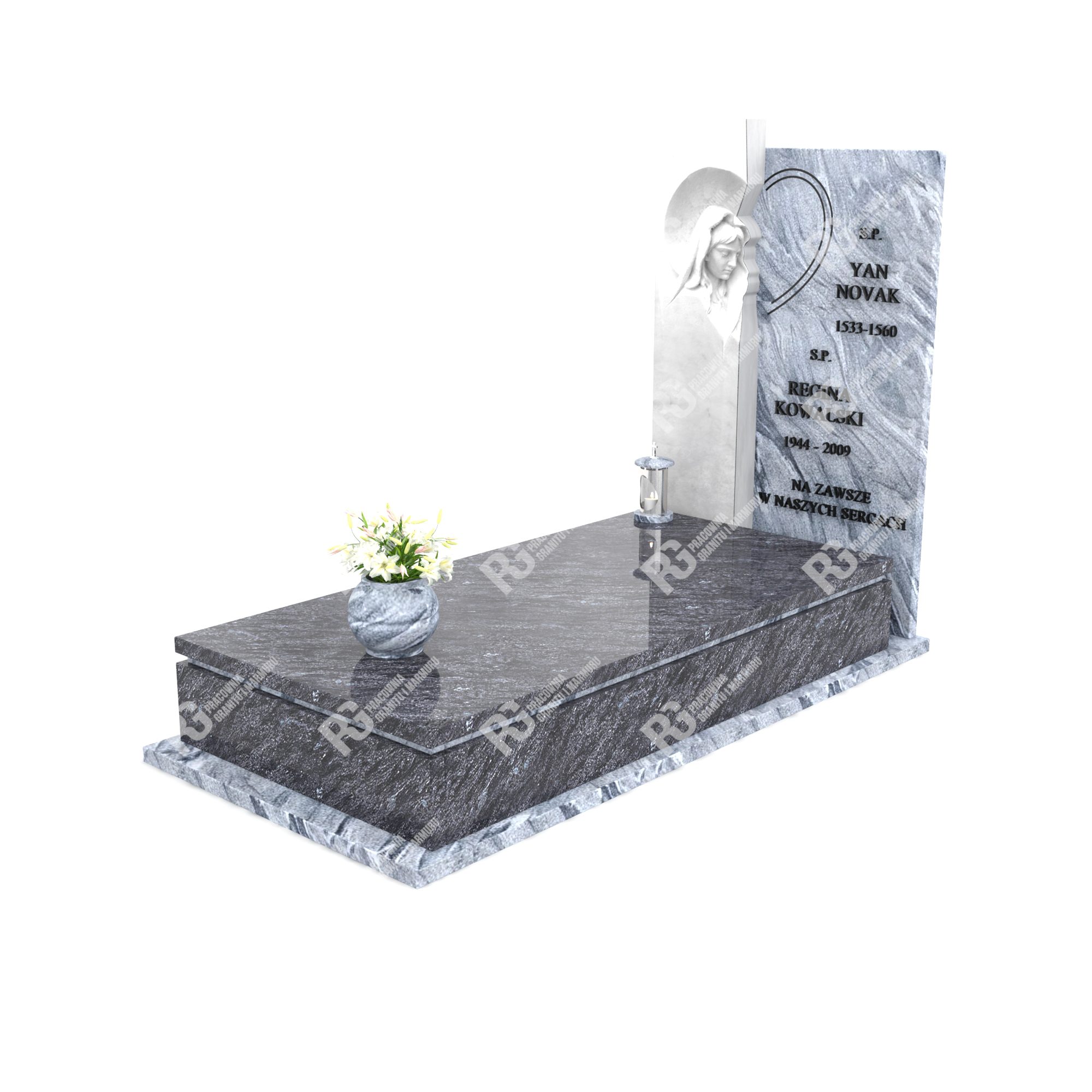 Einzelgrabstein mit Skulptur der Mutter Gottes aus Marmor CK 16+360 – photo №9