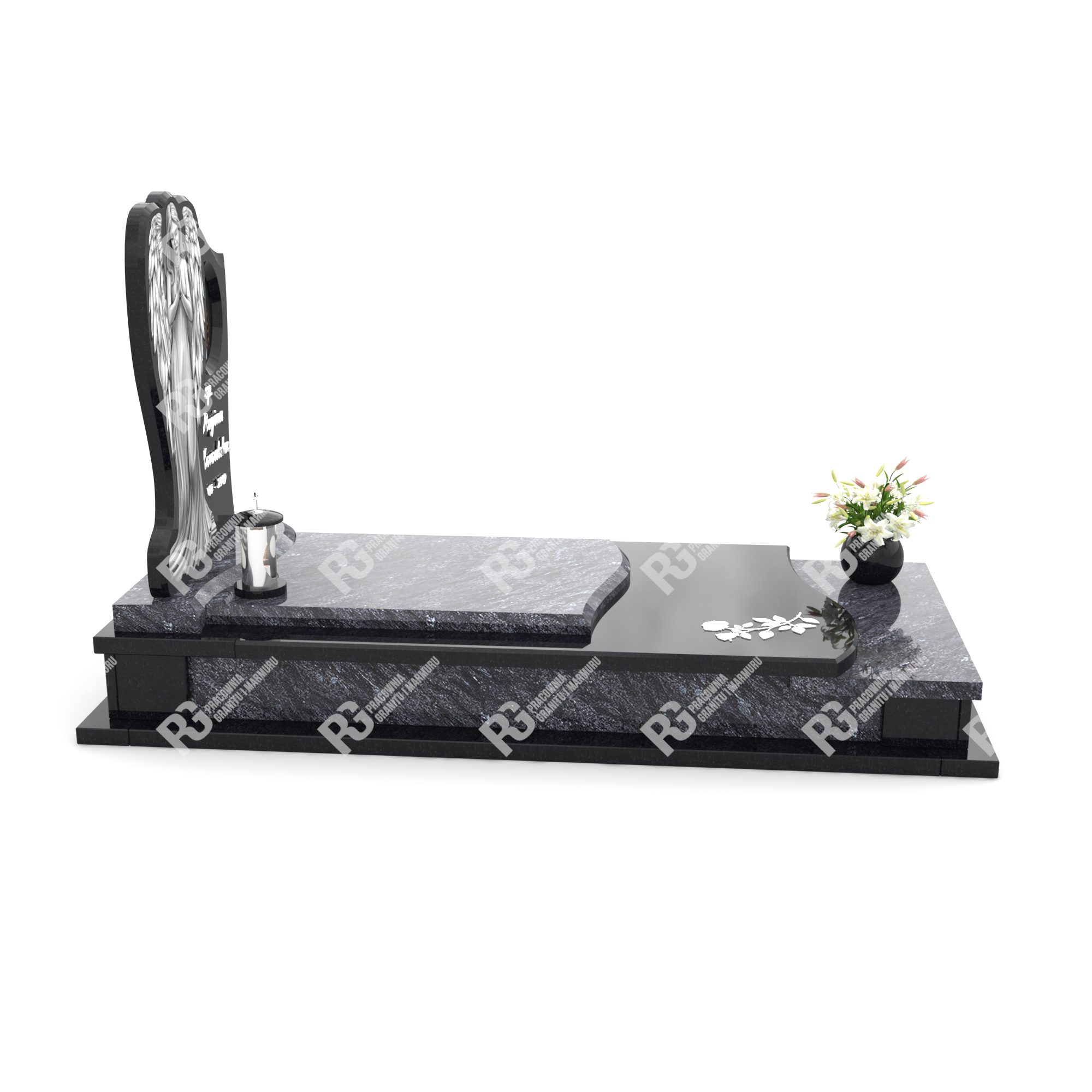 Einzelgrabstein mit Gravur eines Engels mit Flügeln K 75+360 – photo №1