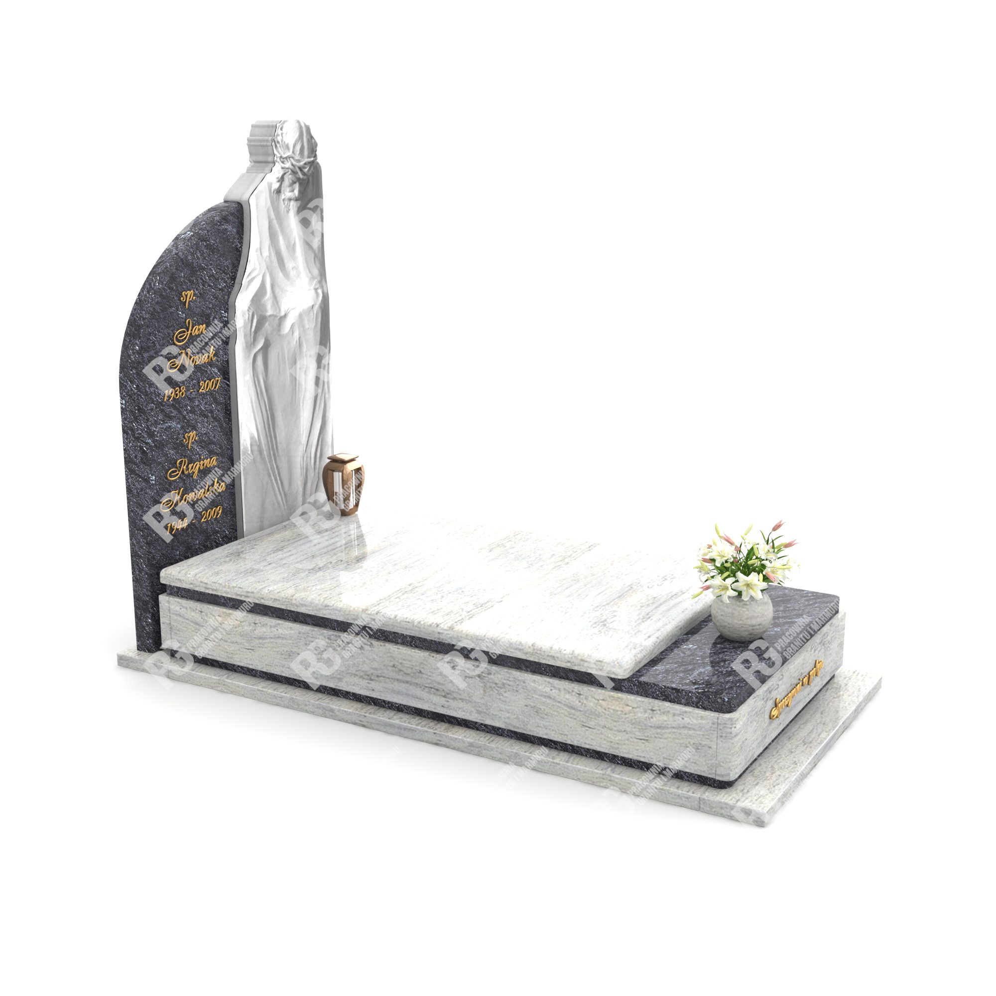 Moderner Einzelgrabstein mit Skulptur CK 19+360 – photo №1
