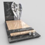 Einzelgrabstein mit Engelsfigur mit Flügeln aus Marmor CK 20 Foto 36