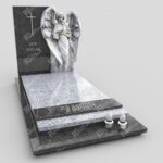Einzelgrabstein mit Engelsfigur mit Flügeln aus Marmor CK 20 Foto 37