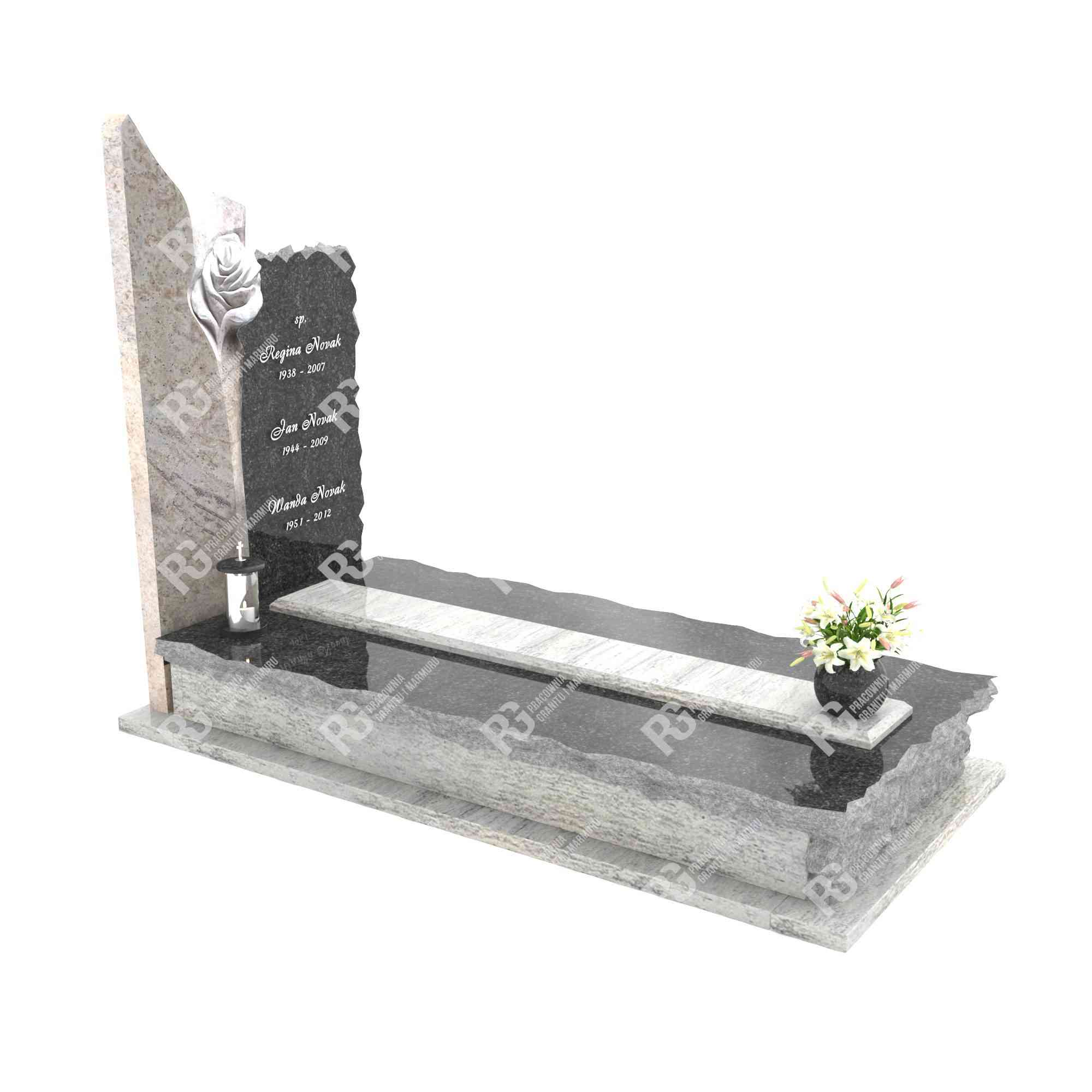 Einzelgrabstein mit Rosenskulptur CK 30+360 – photo №10