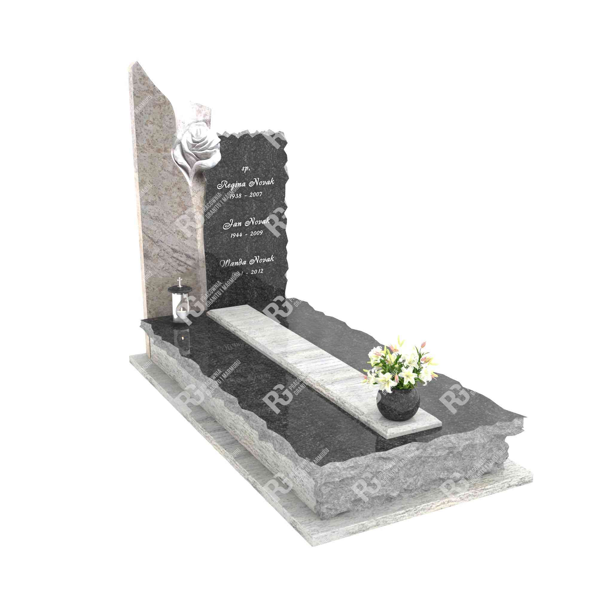 Einzelgrabstein mit Rosenskulptur CK 30+360 – photo №9