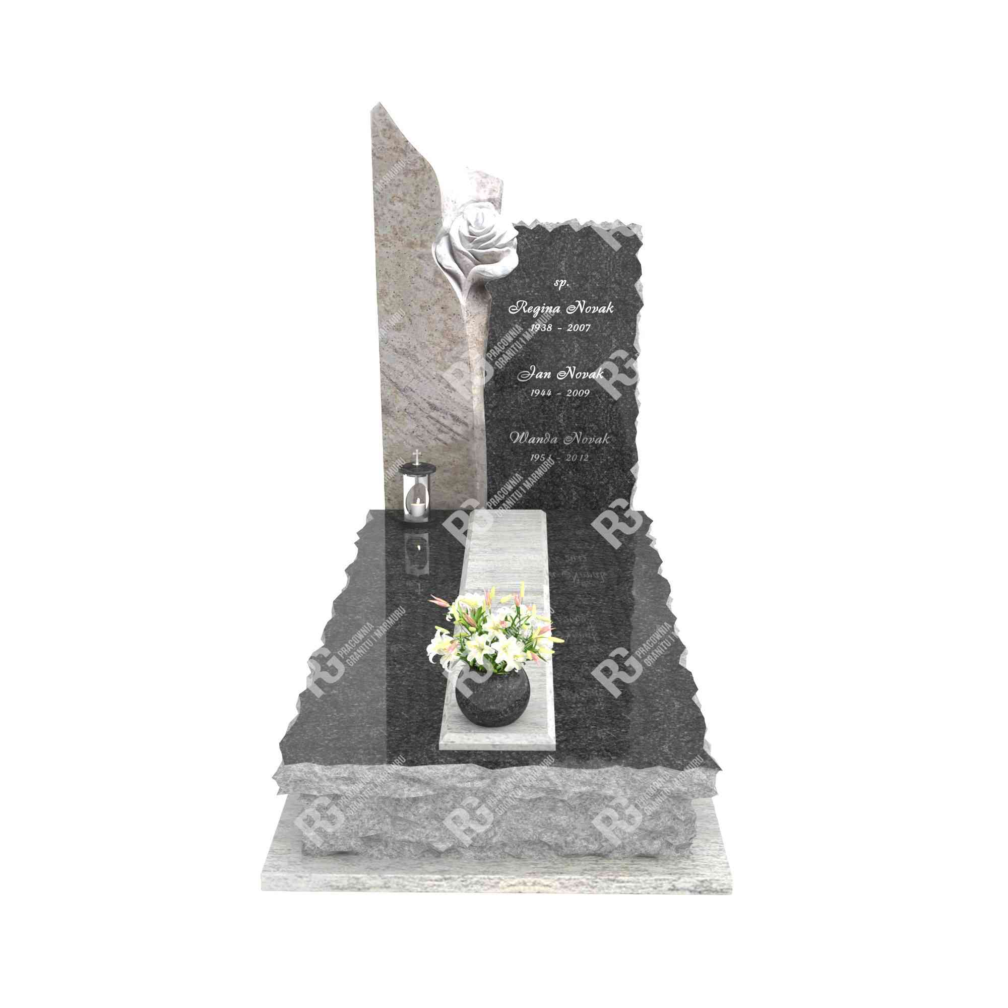 Einzelgrabstein mit Rosenskulptur CK 30+360 – photo №8