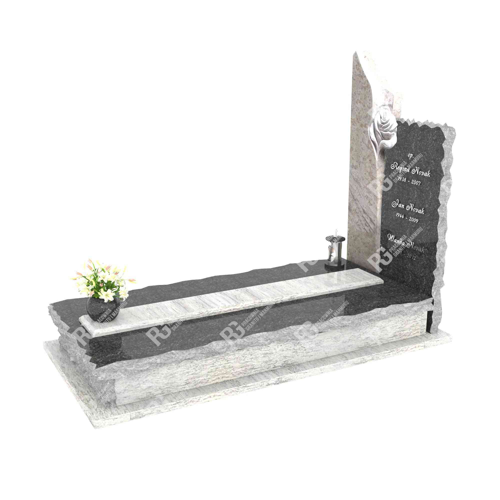 Einzelgrabstein mit Rosenskulptur CK 30+360 – photo №6