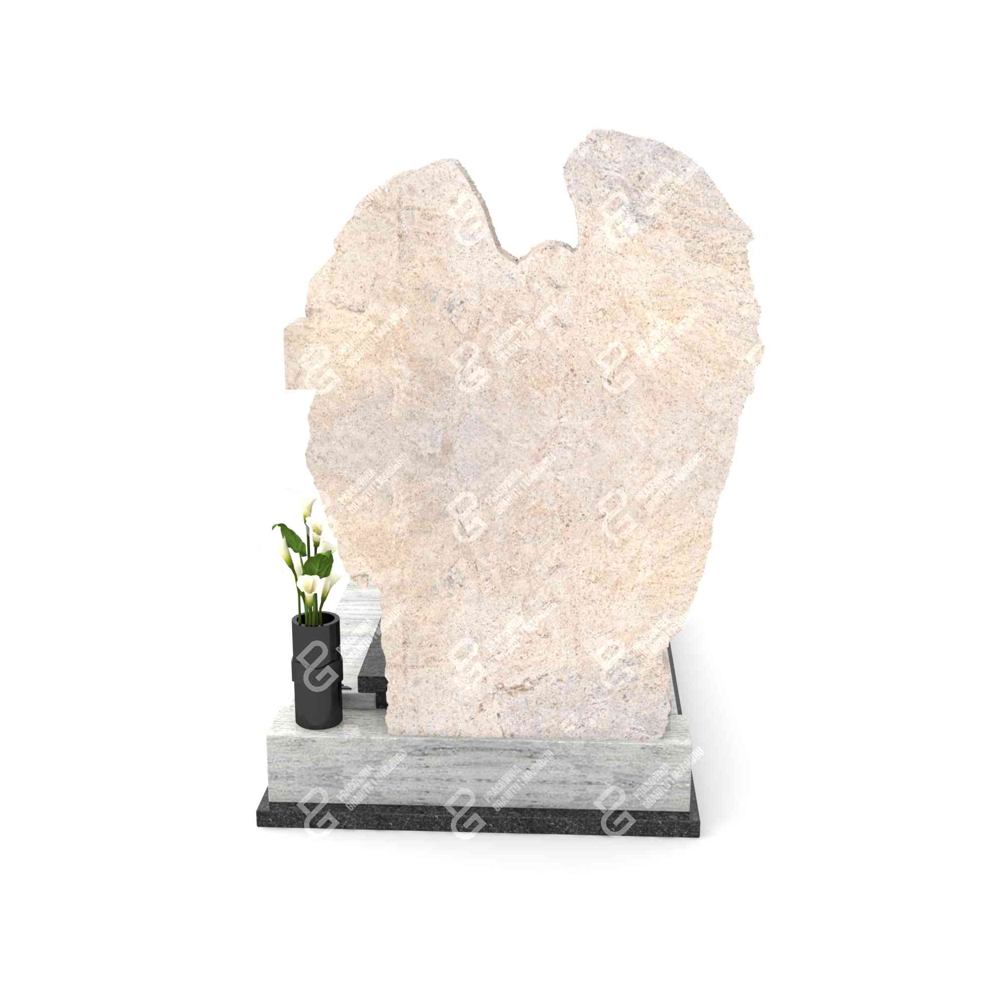 Einzelgrabstein mit Engelsfigur mit Flügeln aus Marmor CK 39+360 – photo №4