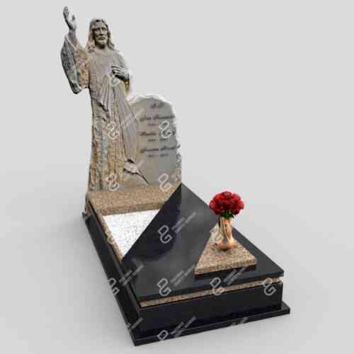 Einzelgrabstein mit Skulptur von Jesus Christus CK 44