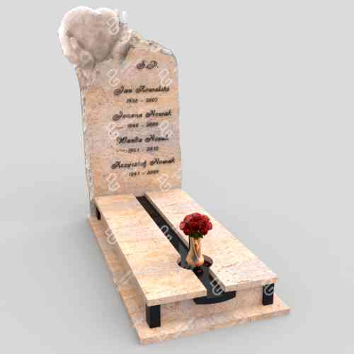 Einzelgrabstein mit Marmorskulptur in Form eines Herzens in der Hand CK 37