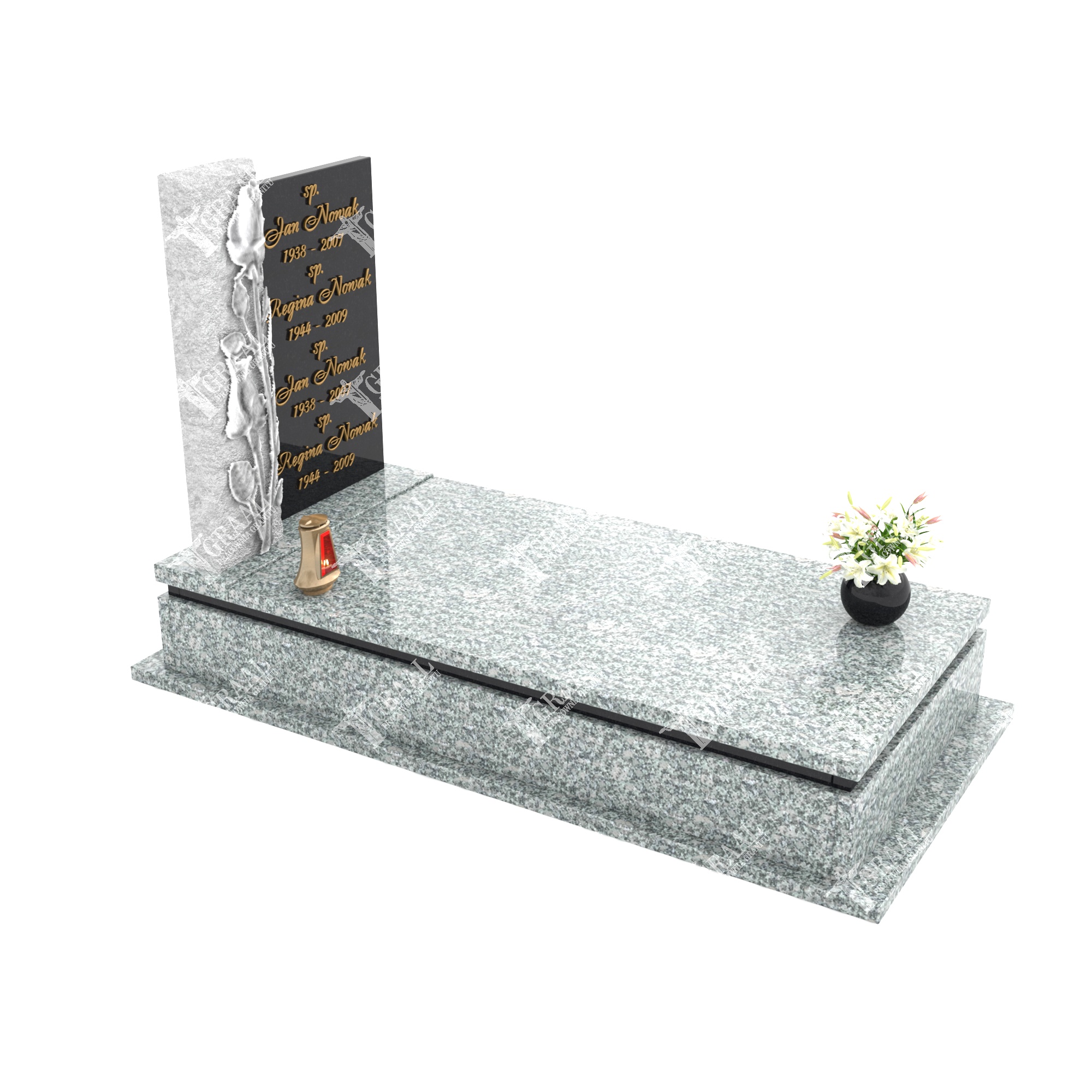 Moderner Einzelgrabstein mit Blumenskulptur CK 52+360 – photo №10