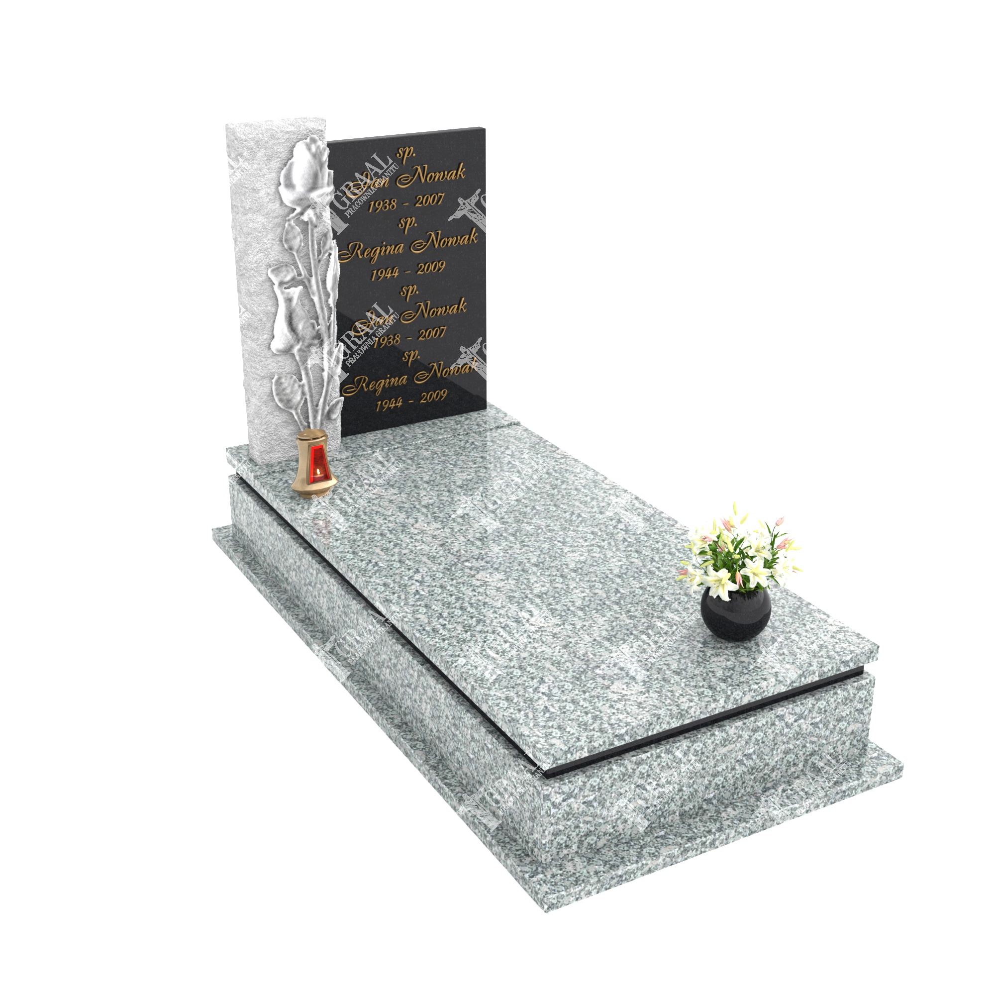 Moderner Einzelgrabstein mit Blumenskulptur CK 52+360 – photo №9