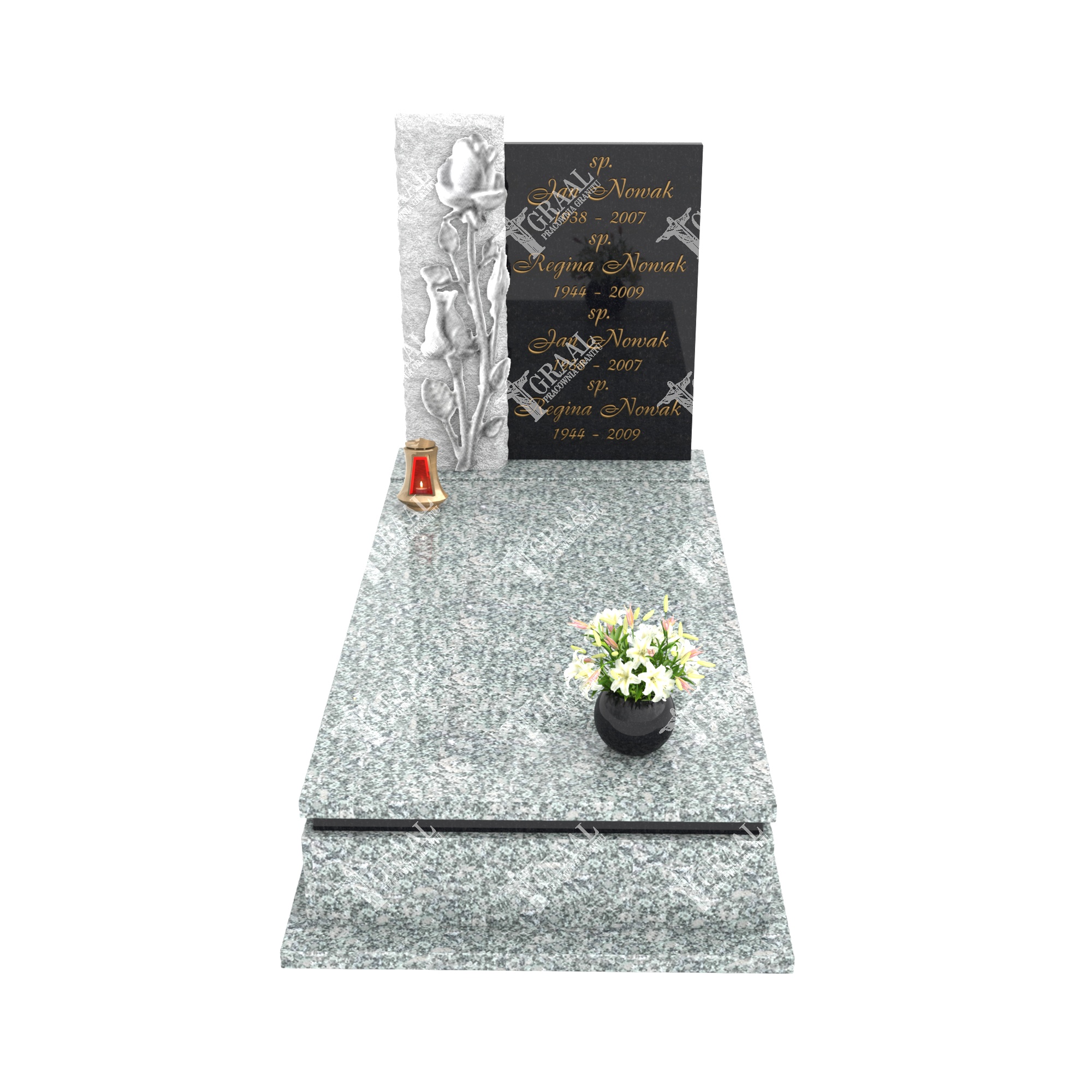 Moderner Einzelgrabstein mit Blumenskulptur CK 52+360 – photo №8