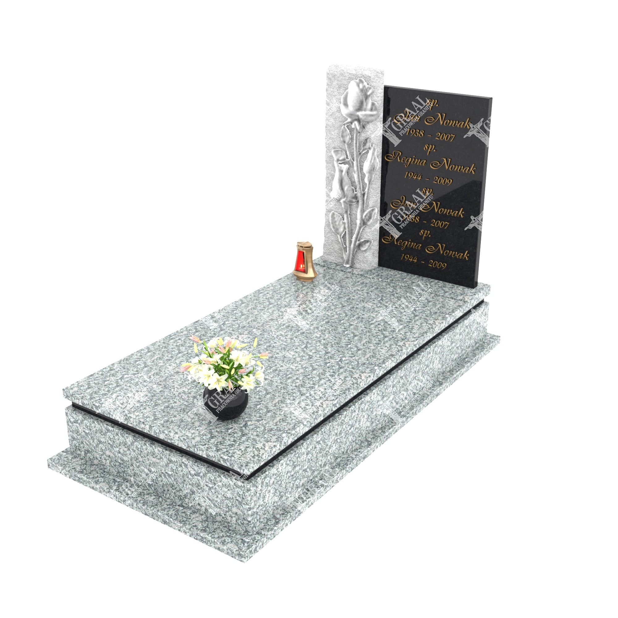 Moderner Einzelgrabstein mit Blumenskulptur CK 52+360 – photo №7