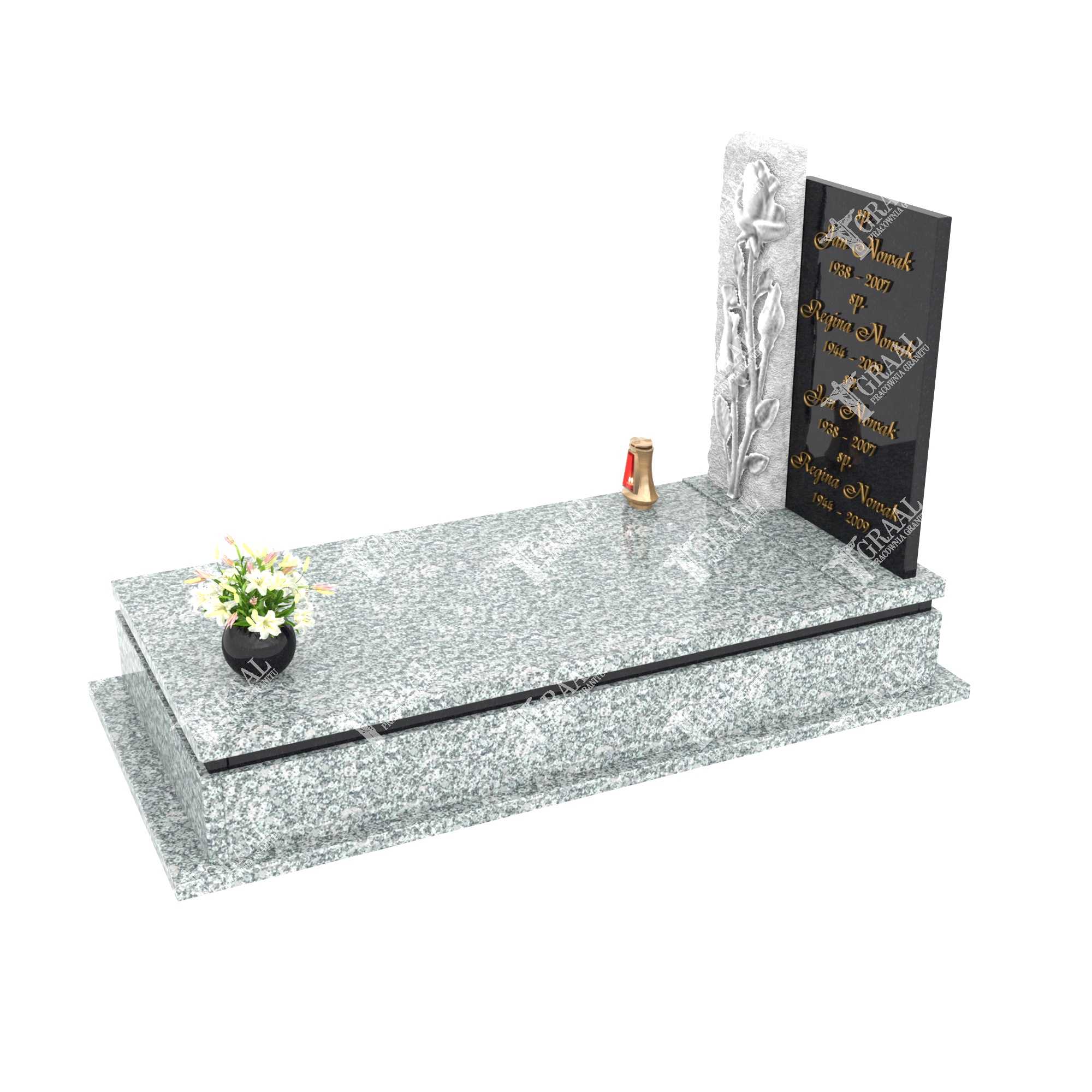 Moderner Einzelgrabstein mit Blumenskulptur CK 52+360 – photo №6