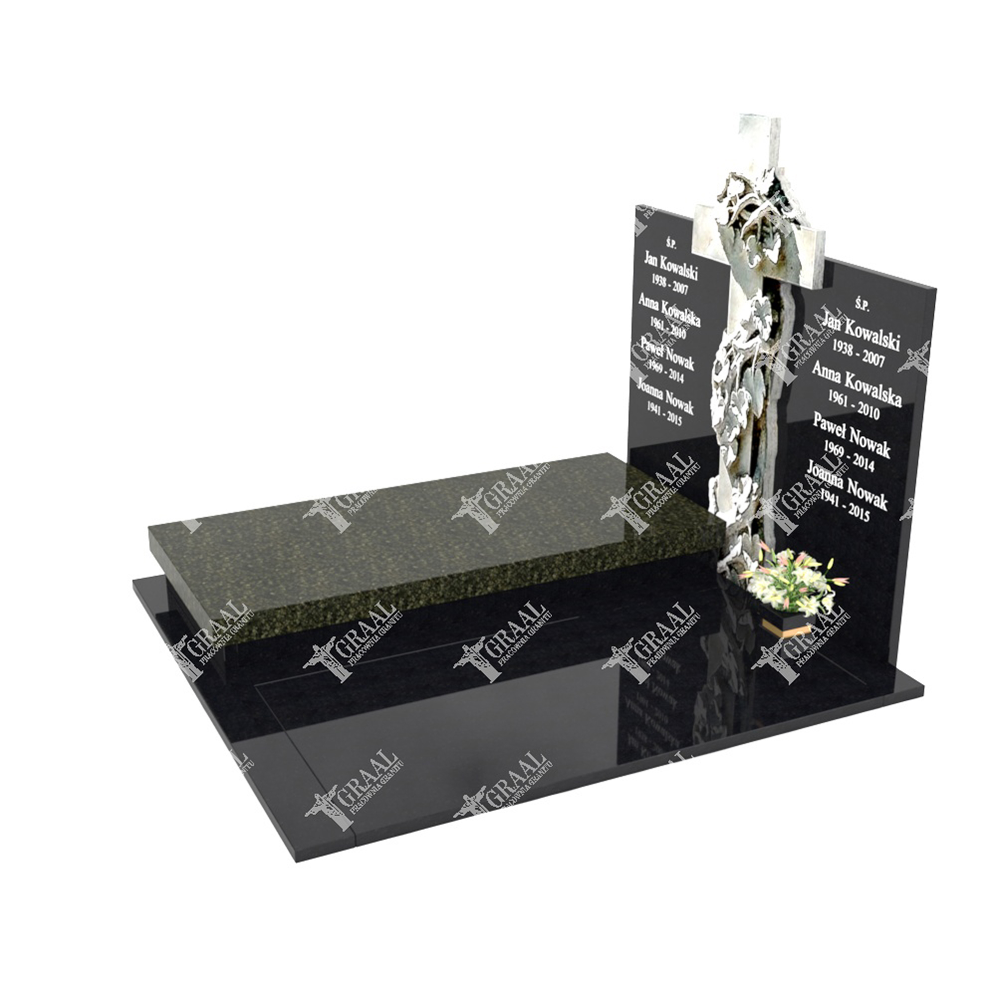 Doppelgrabstein mit reliefartigem Ornament, das Weinreben und ein Kreuz darstellt CK 58+360 – photo №2