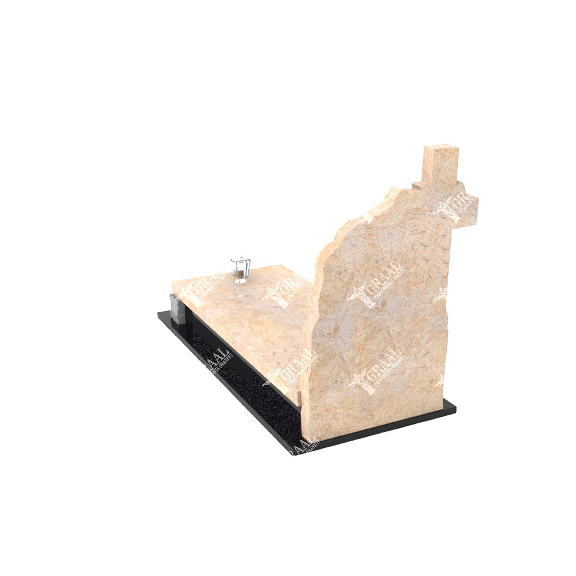 Einzelgrabstein mit geschnitztem Ornament, das eine Weinrebe und ein Kreuz darstellt CK 62+360 – photo №4