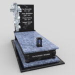 Einzelgrabstein mit geschnitztem Ornament mit Weinrebe und Kreuz CK 69 Foto 35