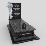 Einzelgrabstein mit geschnitztem Ornament mit Weinrebe und Kreuz CK 69 Foto 34