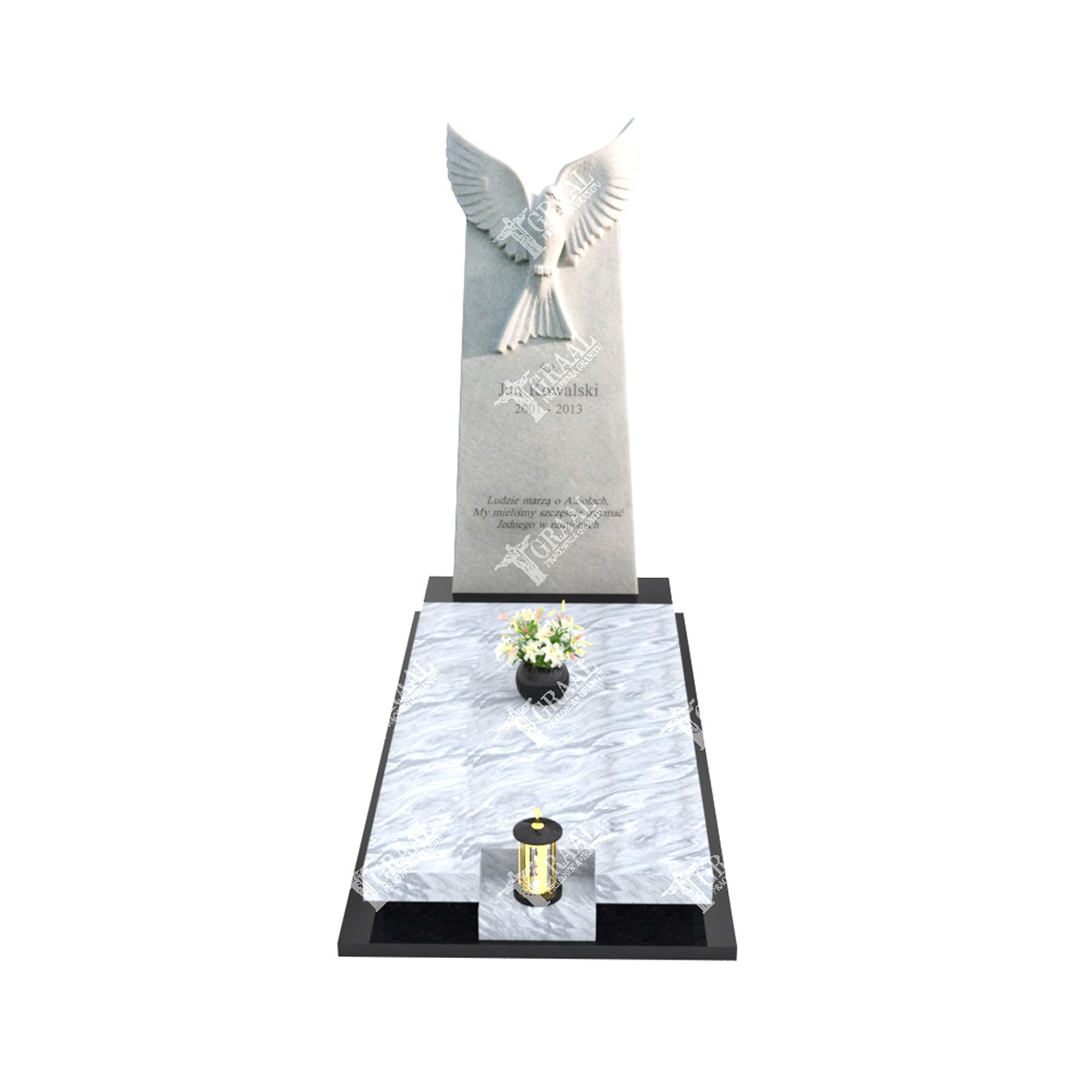 Kindergrabstein aus Marmor mit Taubenskulptur D 14+360 – photo №9
