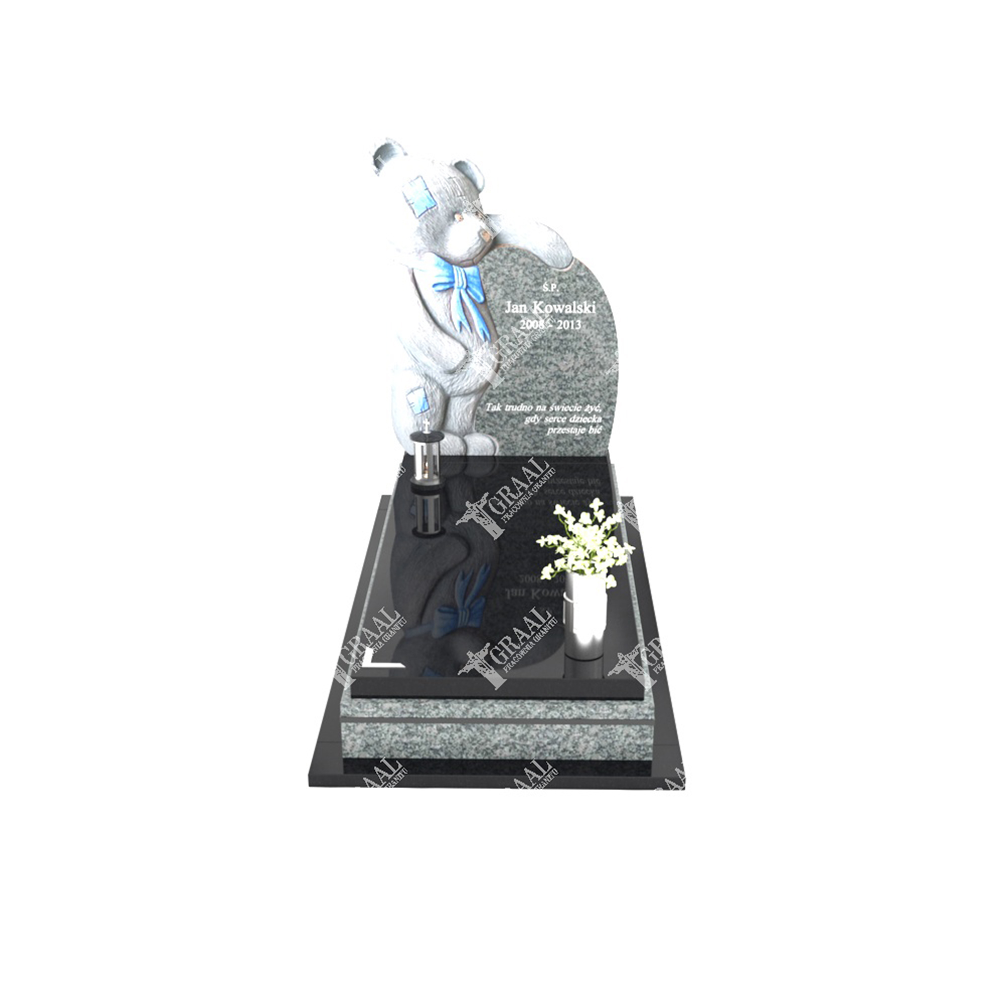 Kindergrabstein mit Bärenskulptur D 28+360 – photo №9