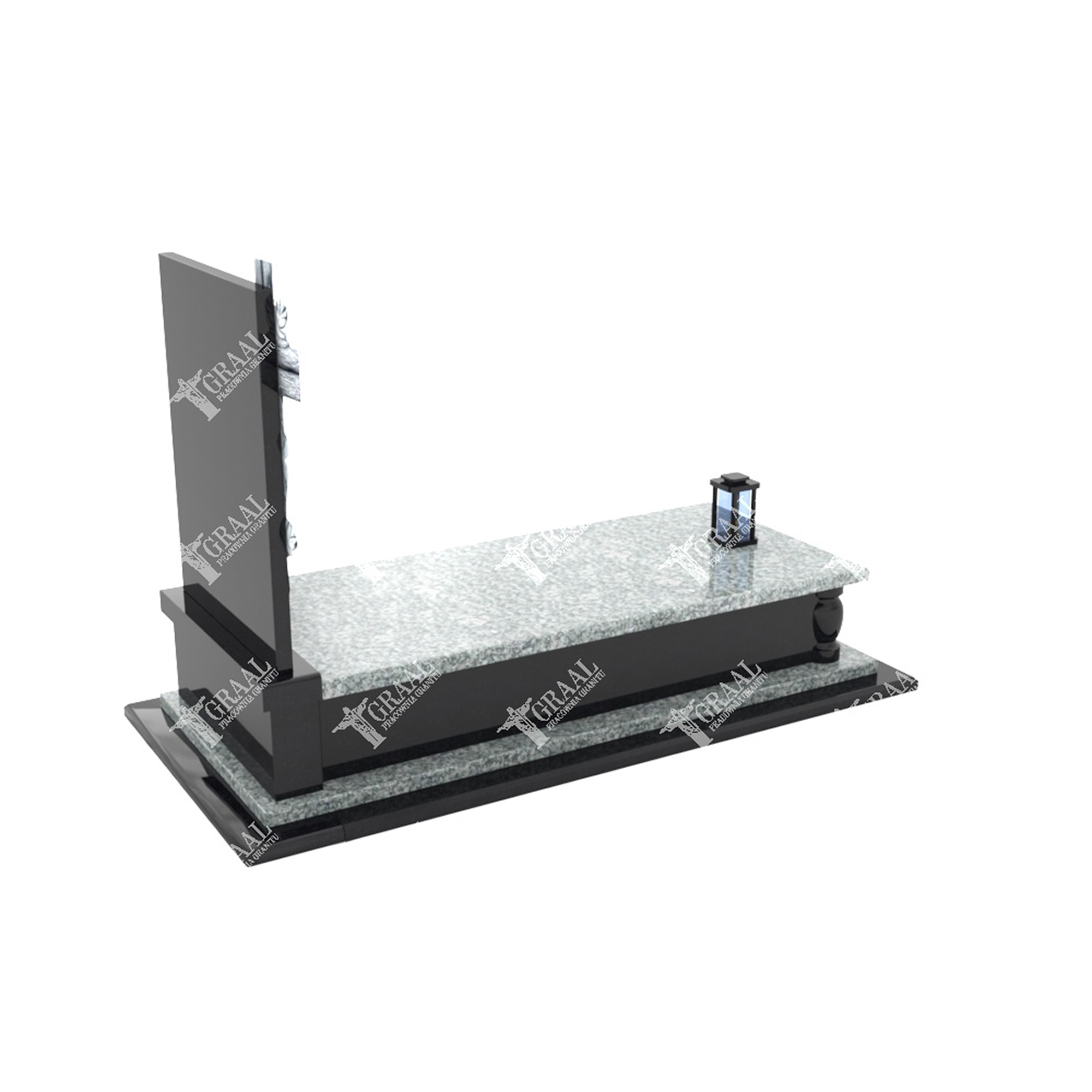 Einzelgrabstein mit geschnitztem Ornament mit Weinrebe und Kreuz CK 69+360 – photo №1