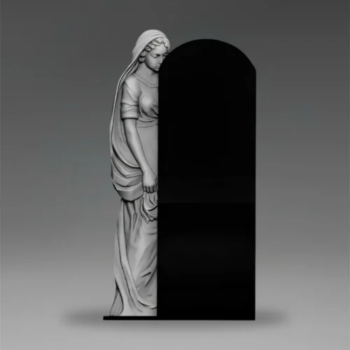 Künstlerische Grabtafel aus Granit mit Frauenfigur A30