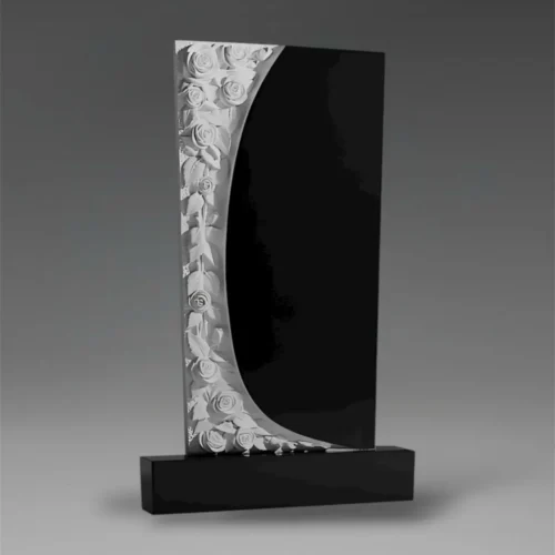 Künstlerische Grabtafel aus Granit mit Blumenmuster und Rosen A26