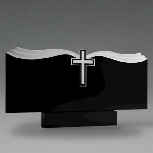 Künstlerische Grabtafel aus Granit mit minimalistischem Kreuz A59