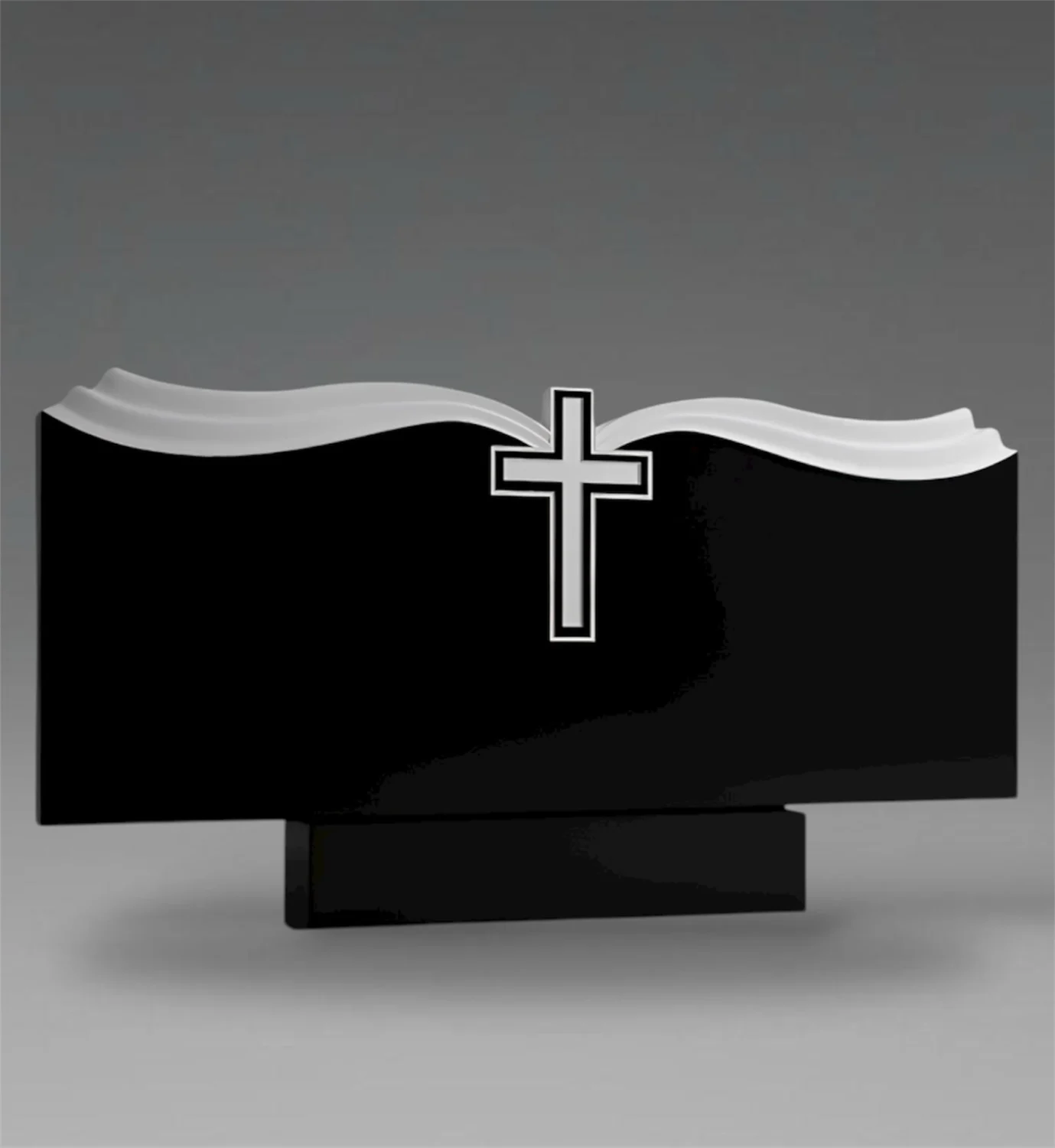 Künstlerische Grabtafel aus Granit mit minimalistischem Kreuz A59 Foto 19