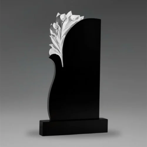 Granit-Grabtafel mit Lilienskulptur A61