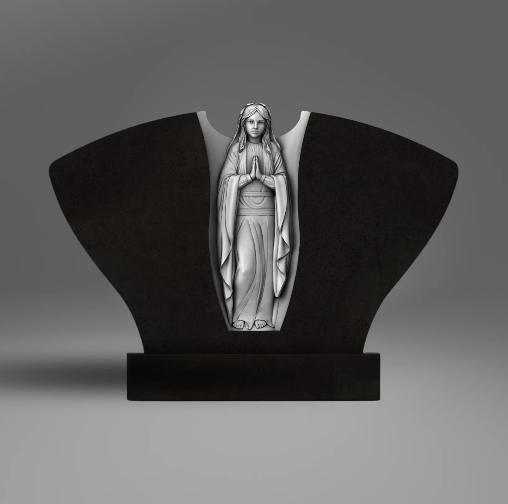 Künstlerische Granit-Grabtafel mit Muttergottes-Relief A139 Foto 19