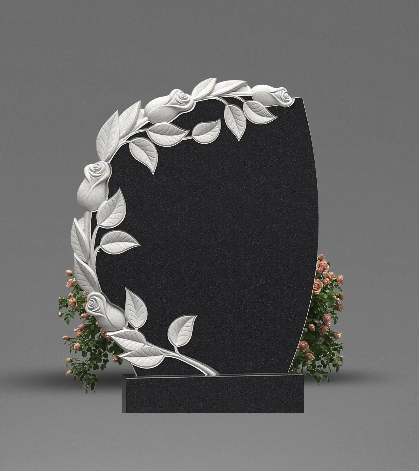 Elegante Granit-Grabtafel mit Rosen- und Blätterrelief A154 Foto 19