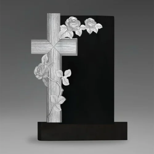 Exklusive Grabtafel aus Granit mit elegantem skulpturiertem Kreuz A182