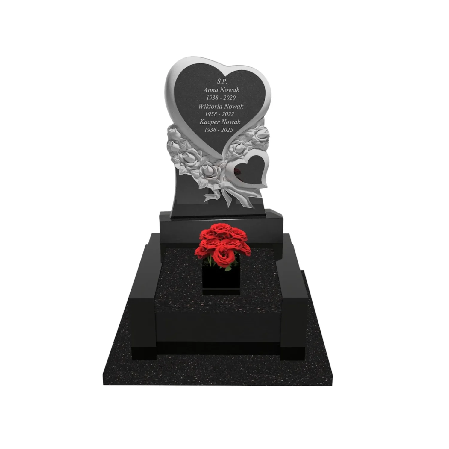 Urnengrabmal mit Herzskulptur aus Granit U 88+360 – photo №12