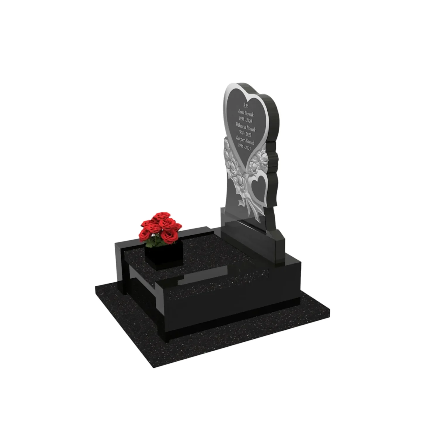 Urnengrabmal mit Herzskulptur aus Granit U 88+360 – photo №2