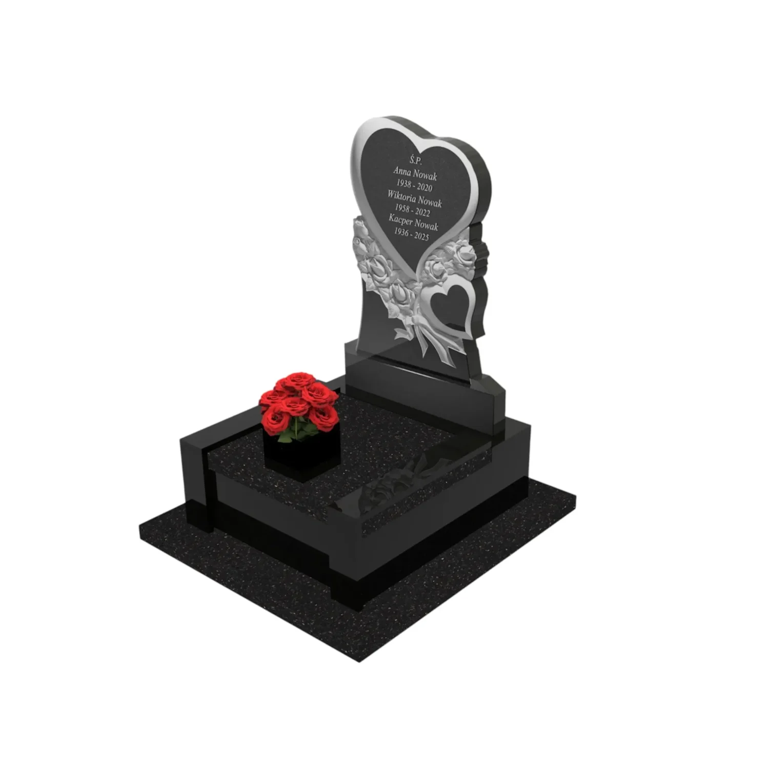 Urnengrabmal mit Herzskulptur aus Granit U 88+360 – photo №1