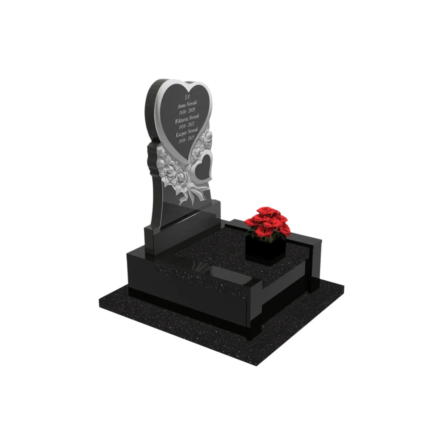 Urnengrabmal mit Herzskulptur aus Granit U 88+360 – photo №10