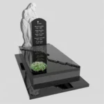 Einzelgrabstein mit Skulptur einer Mutter, die das Andenken der Angehörigen hütet CK 91 Foto 34