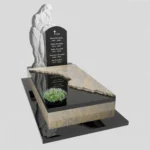 Einzelgrabstein mit Skulptur einer Mutter, die das Andenken der Angehörigen hütet CK 91 Foto 35