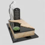 Einzelgrabstein mit Skulptur einer Mutter, die das Andenken der Angehörigen hütet CK 91 Foto 40
