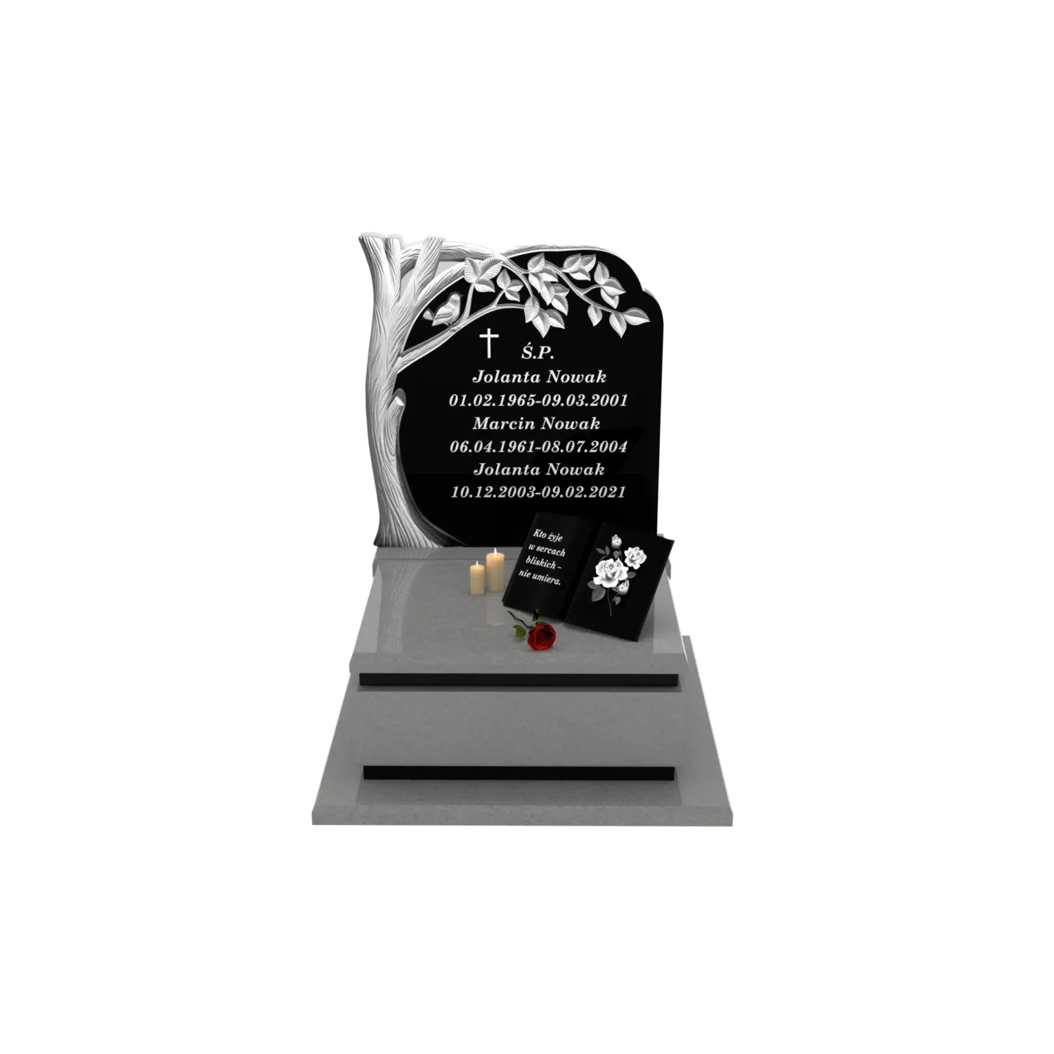 Urnengrabmal mit Baum- und Vogelskulptur aus Granit U 90+360 – photo №12
